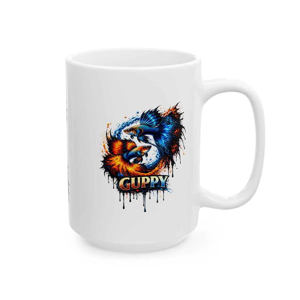 Fire & Ice Guppy – "Neon Flare" Glossy Ceramic Mug (11oz, 15oz)