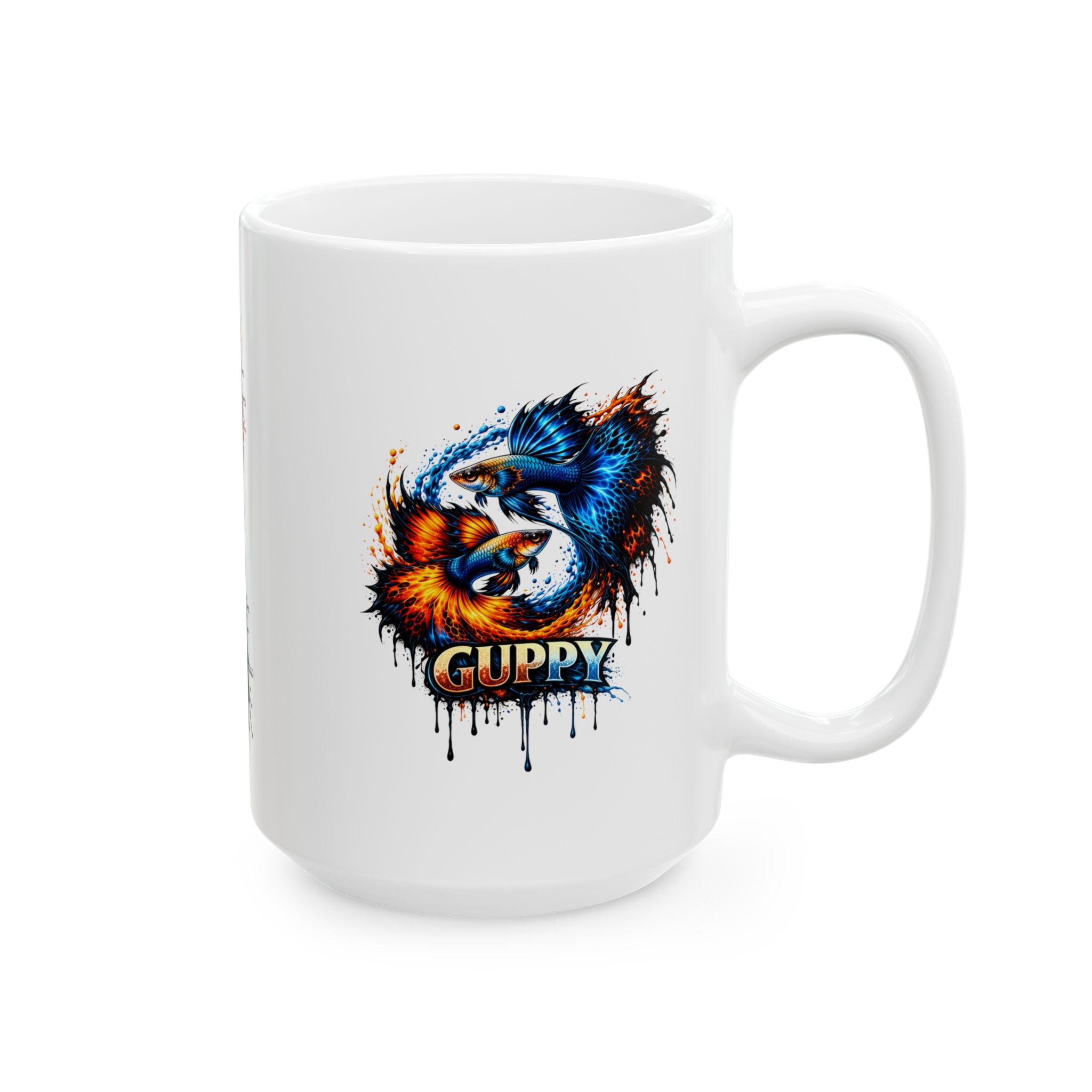 Fire & Ice Guppy – "Neon Flare" Glossy Ceramic Mug (11oz, 15oz)