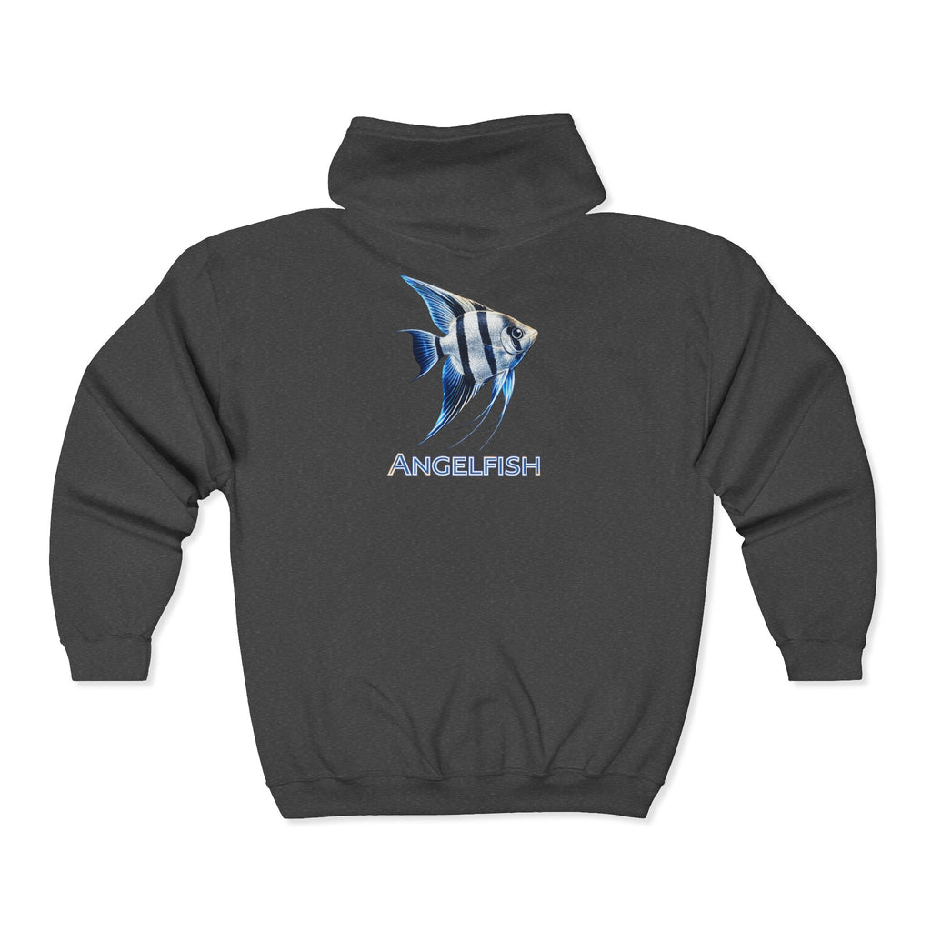Angelfish Graphic Zip Hoodie — Aquarium Fish Lover Full‑Zip Sweatshirt