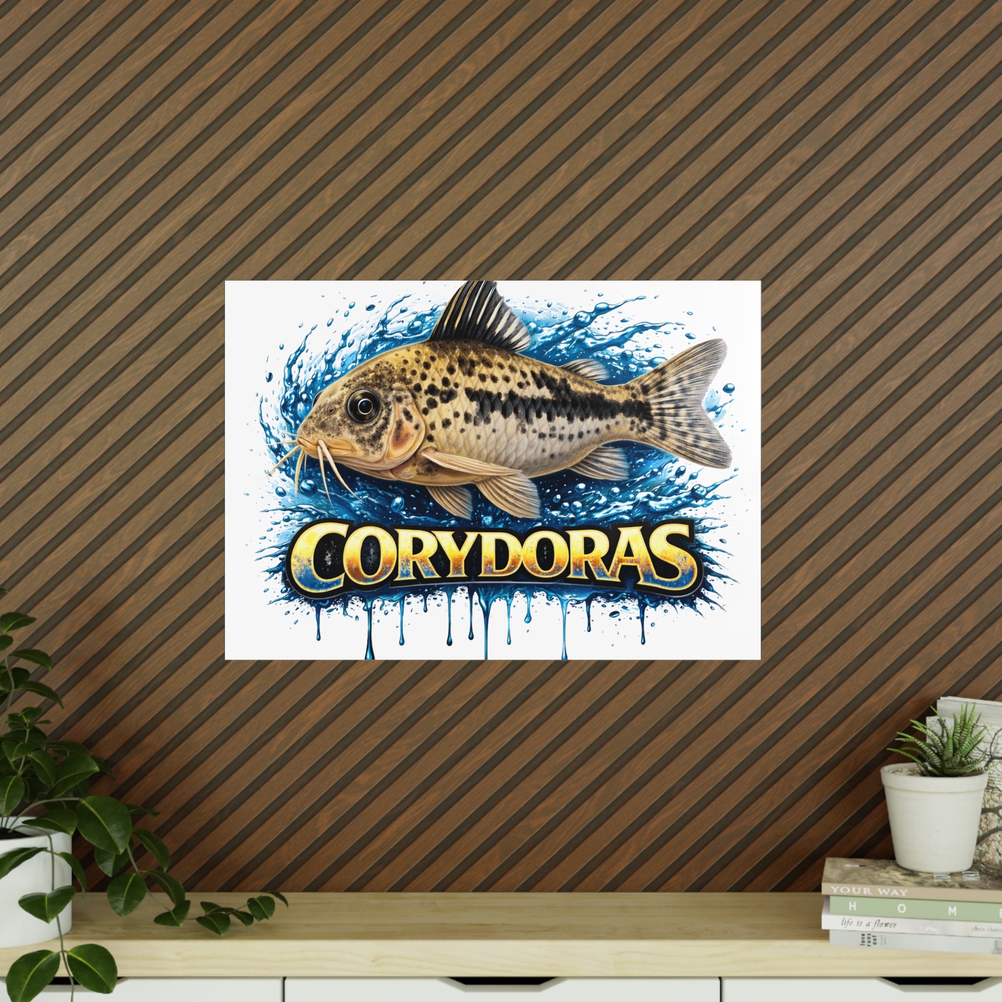 Peppered Cory Photopaper Poster — Colorful Aquarium Catfish Art Print
