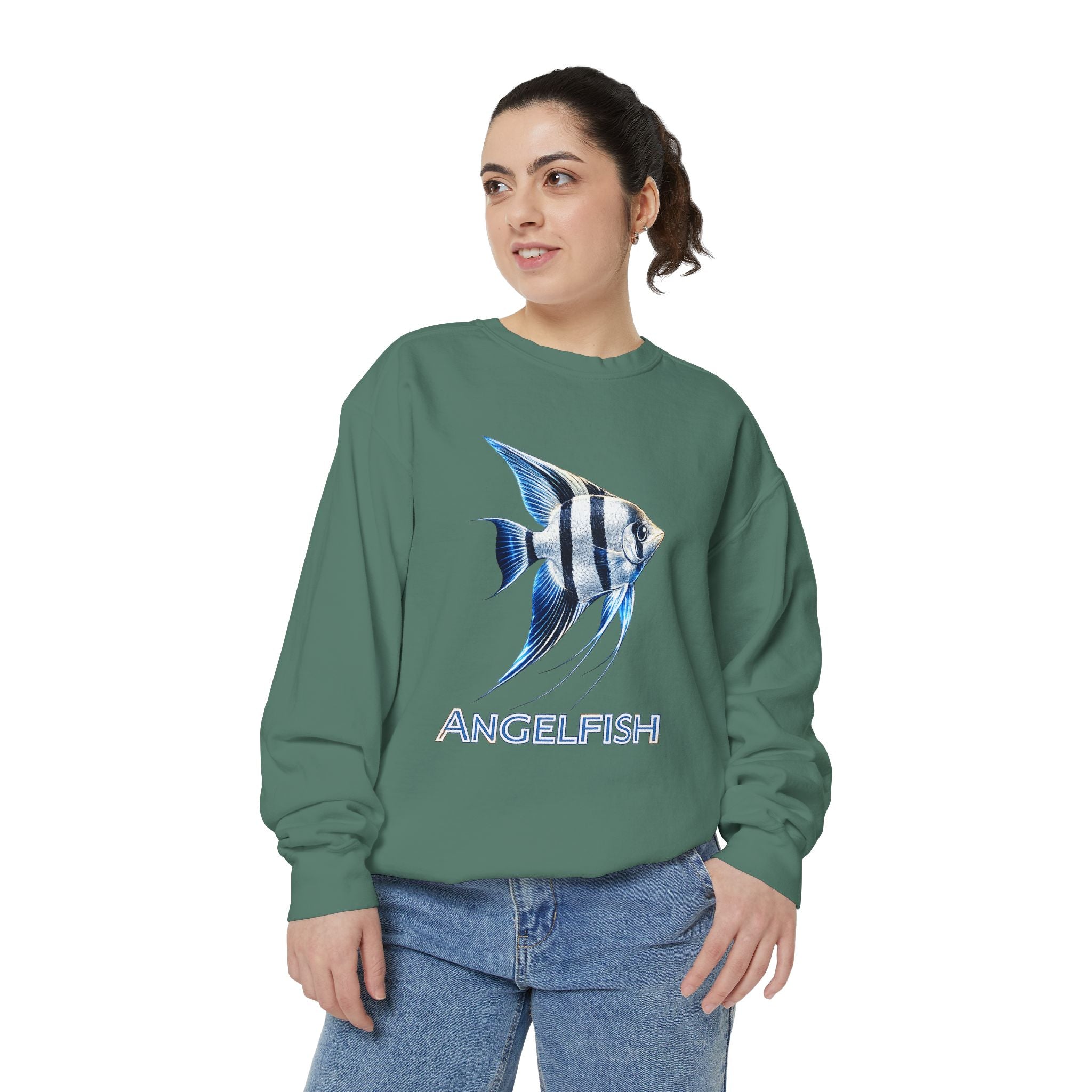 Angelfish Graphic Sweatshirt — Blue Tropical Fish Crewneck