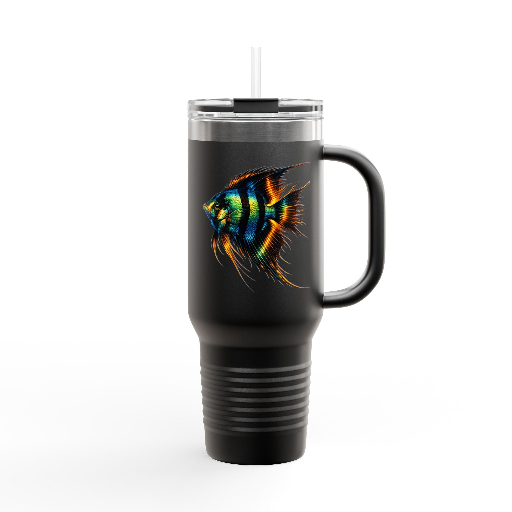 40oz Insulated Travel Mug — Colorful Aquarium Angelfish Stainless Steel Tumbler