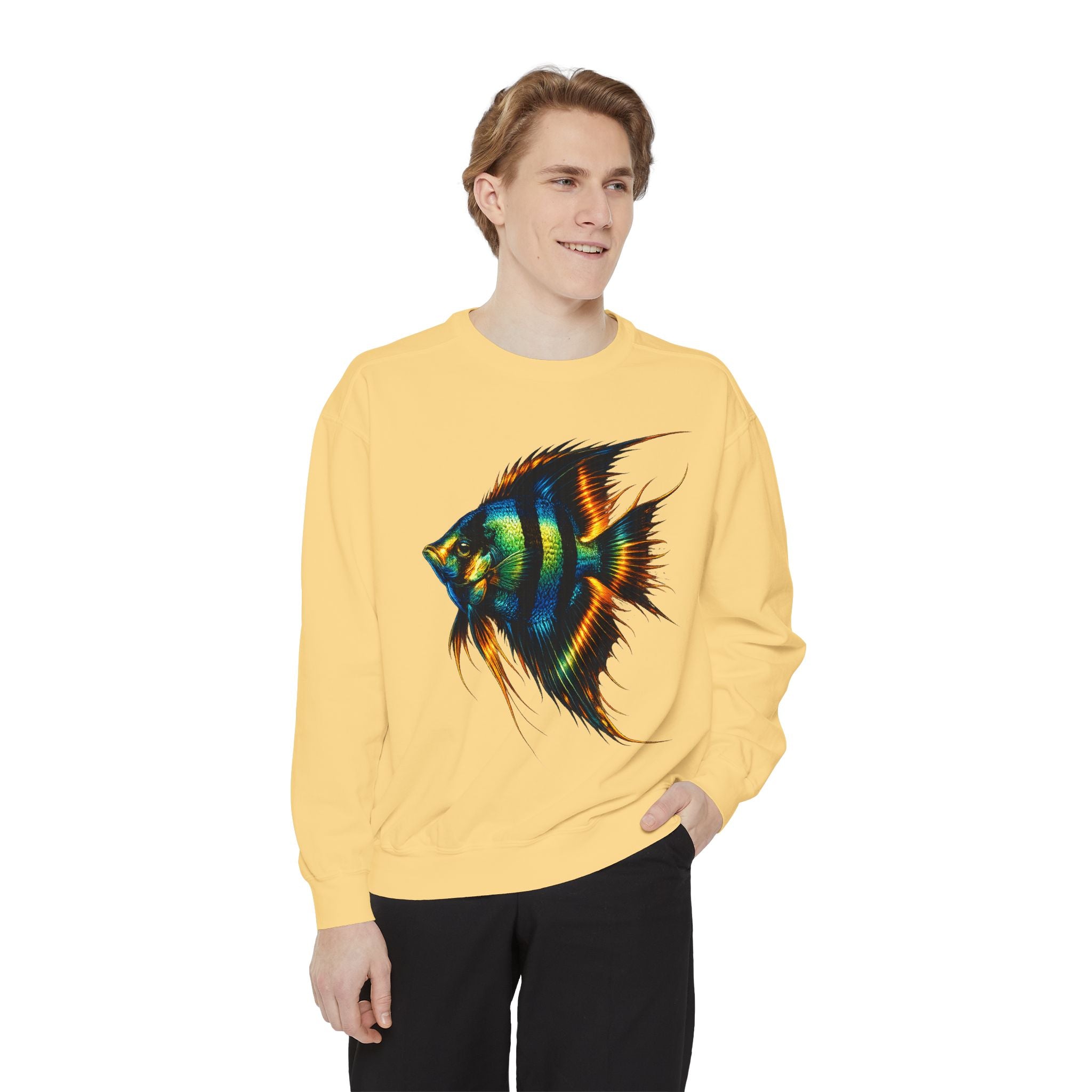 Angelfish Art Sweatshirt — Colorful Aquarium Fish Graphic Sweatshirt