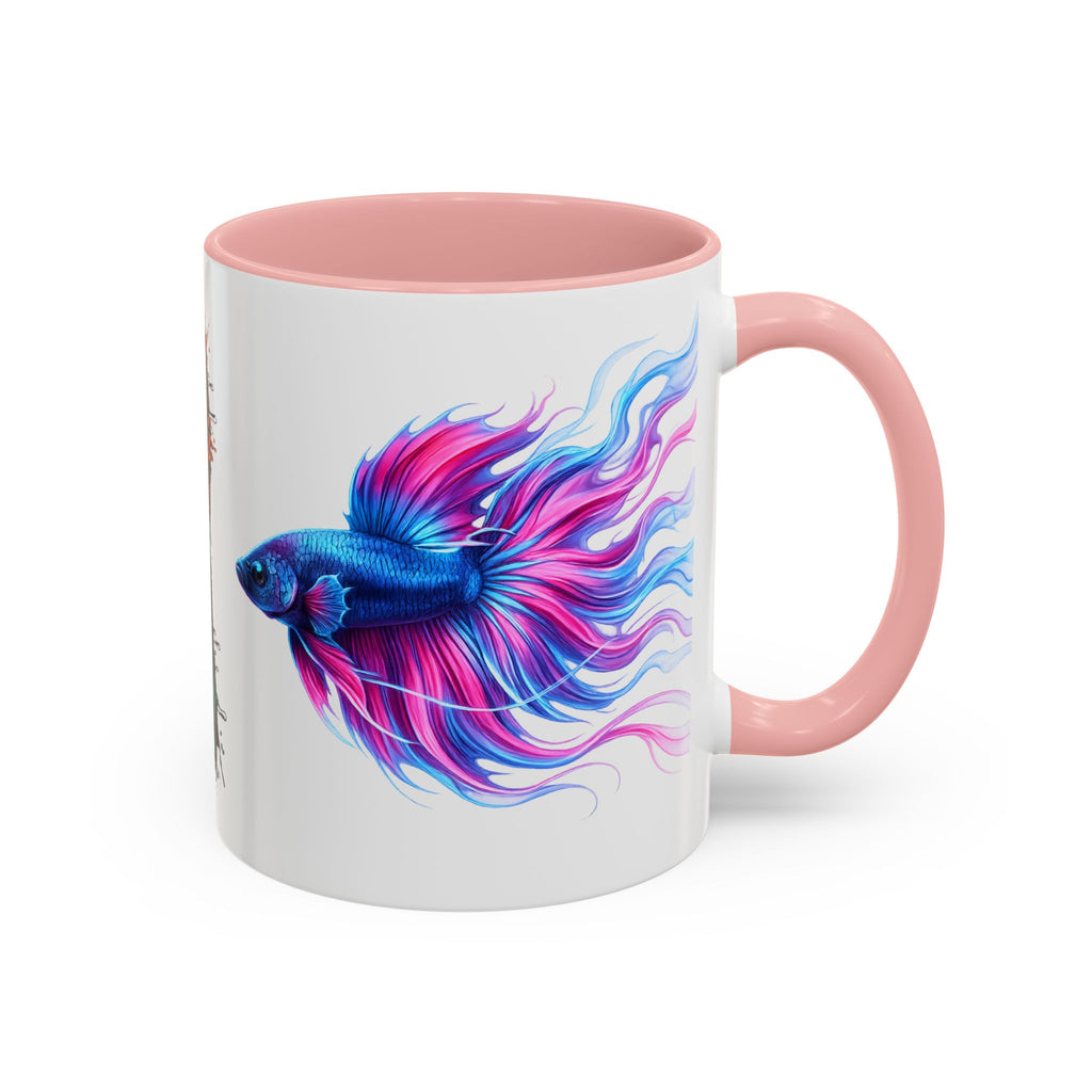 Betta Fish Accent Coffee Mug — Vibrant Neon Betta Design (11/15 oz)