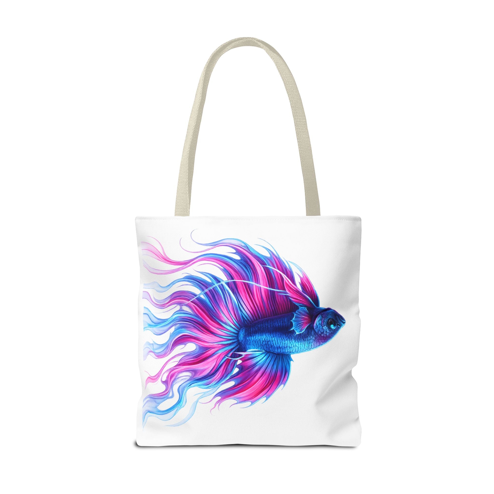 Colorful Betta Fish Tote Bag — Vibrant Blue & Pink Aquatic Art Beach Tote