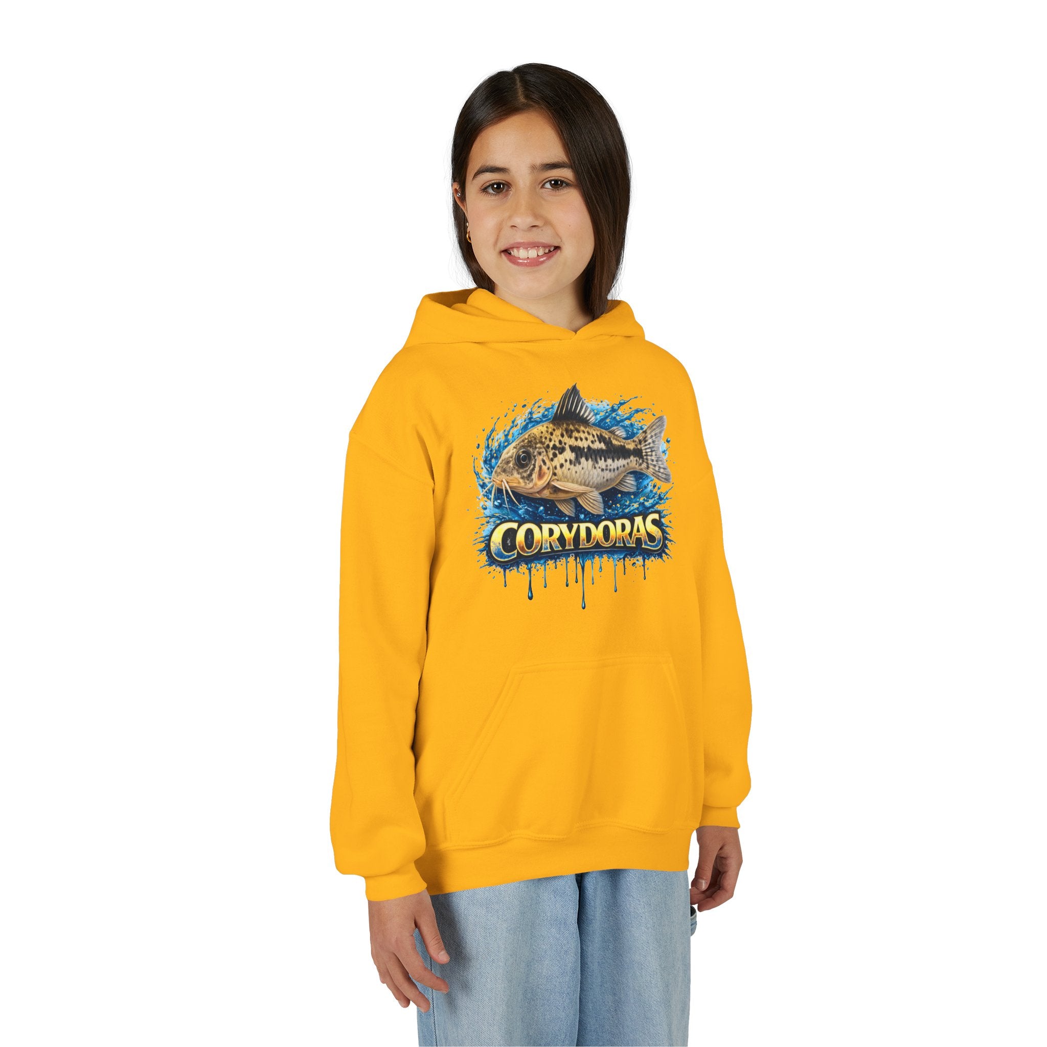 Corydoras Fish Youth Hoodie — Colorful Aquarium Catfish Design