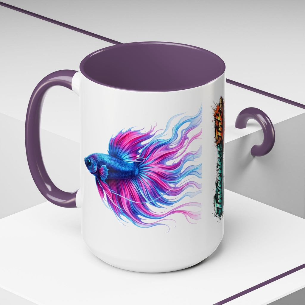Betta Fish Accent Coffee Mug — Vibrant Neon Betta Design (11/15 oz)