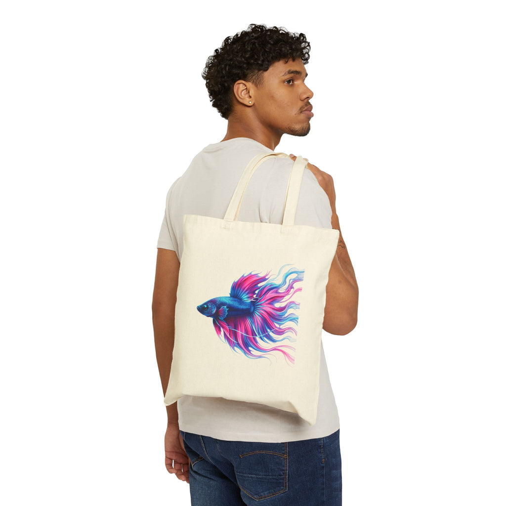 Canvas Tote Bag — Vibrant Betta Fish Art Tote