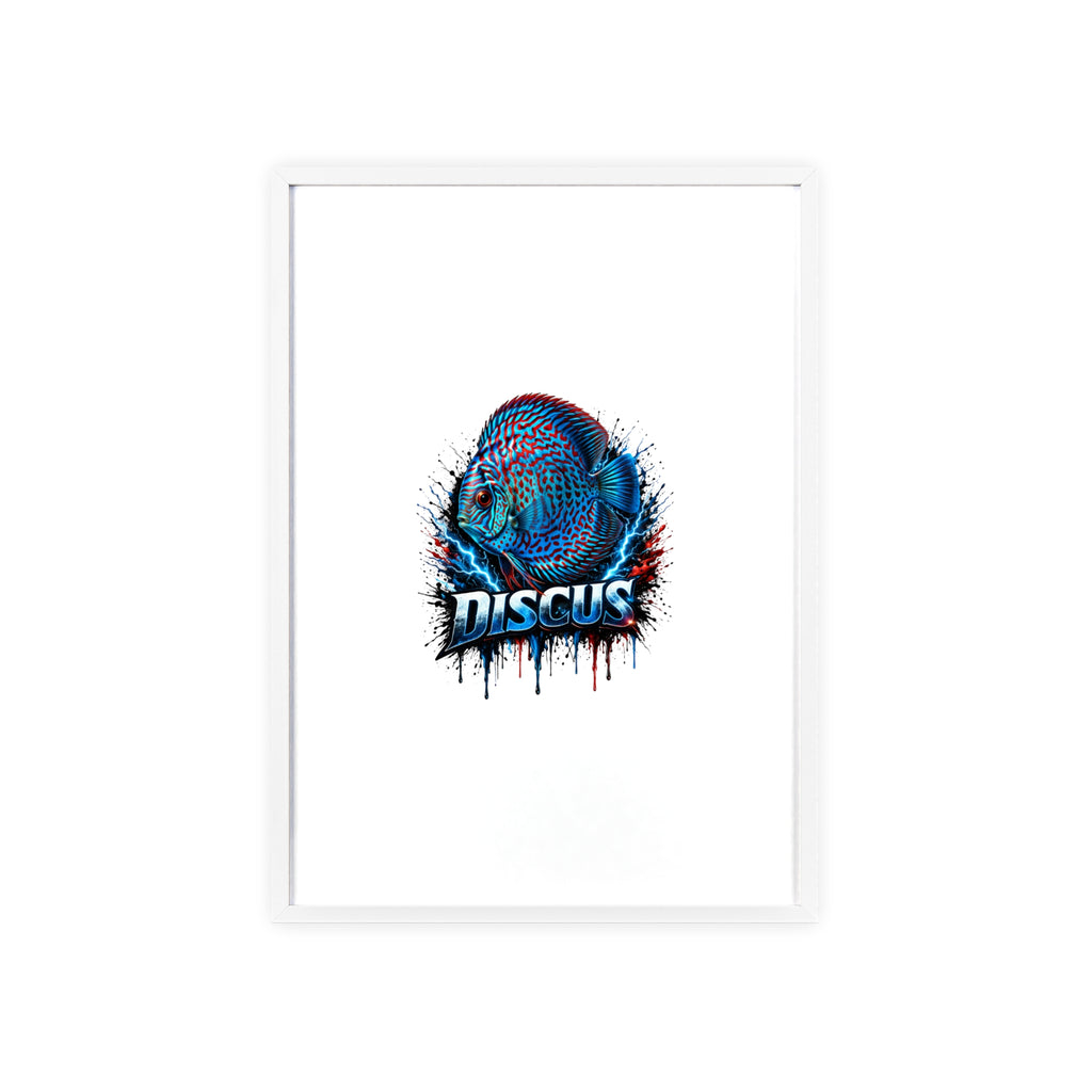 Discus Fish Poster with Wooden Frame — Colorful Aquarium Art Print