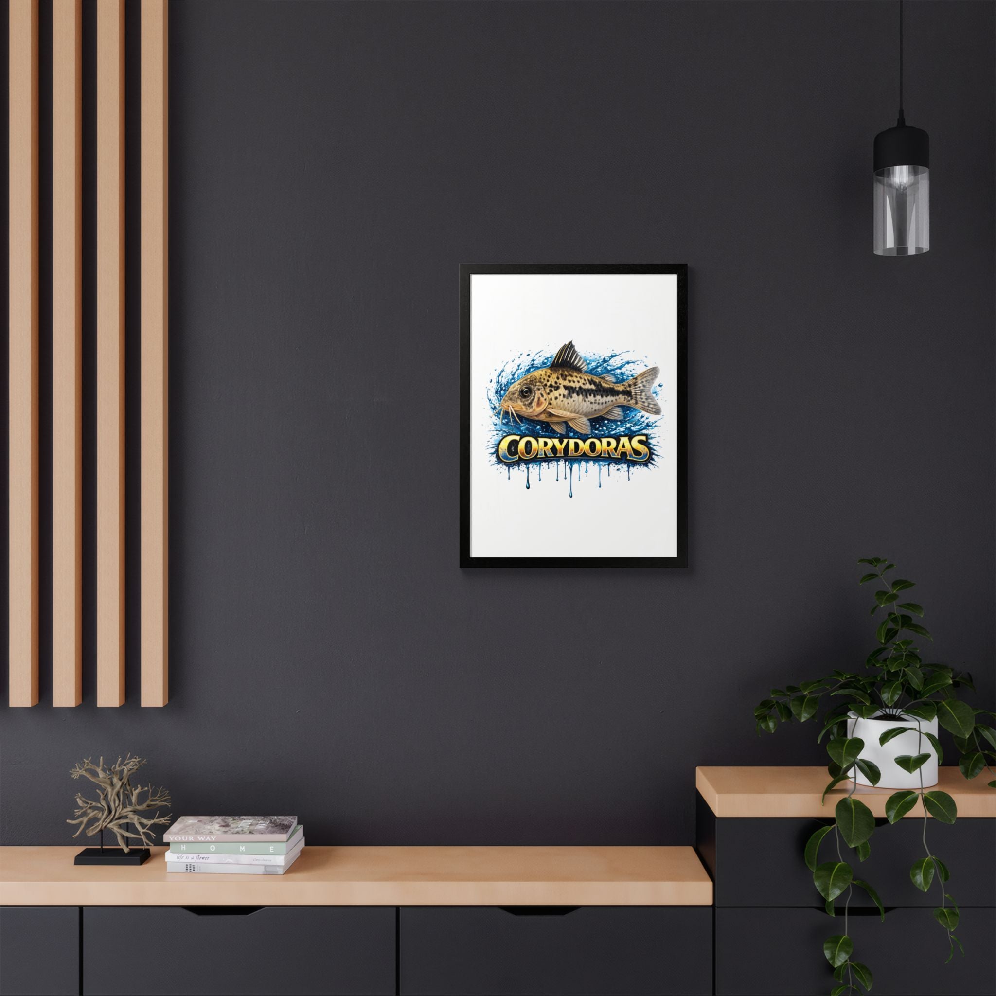 Corydoras Fish Framed Poster — Colorful Aquarium Art Print