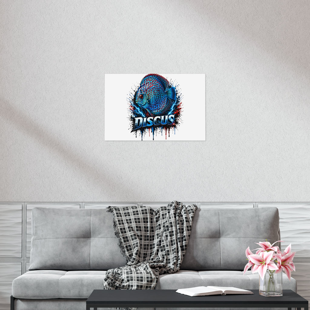 Discus Fish Poster — Vibrant Blue Aquarium Art Print