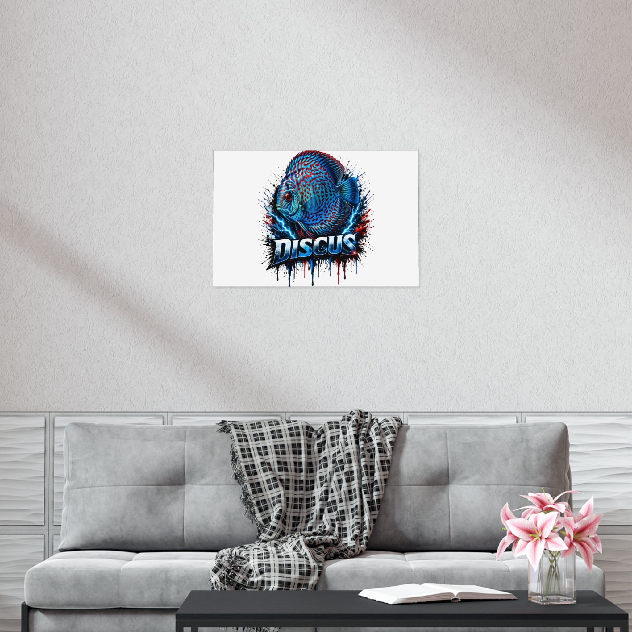 Discus Fish Poster — Vibrant Blue Aquarium Art Print