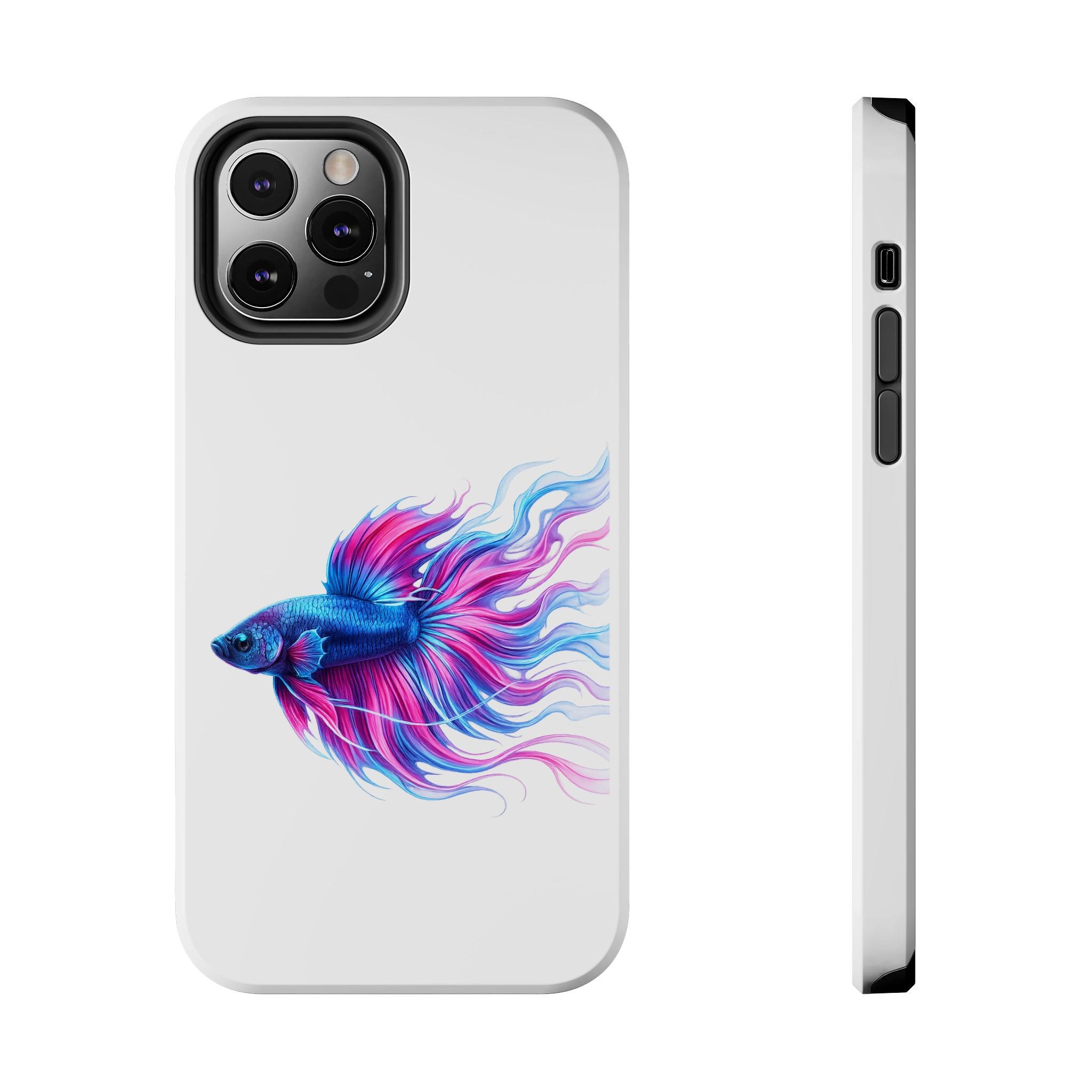 Betta Fish Tough Phone Case — Colorful Blue & Pink Aquarium Art