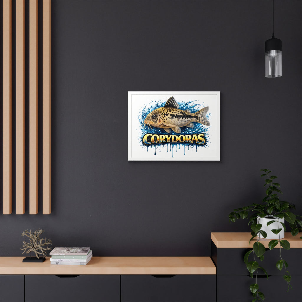 Corydoras Fish Framed Poster — Colorful Aquarium Art Print