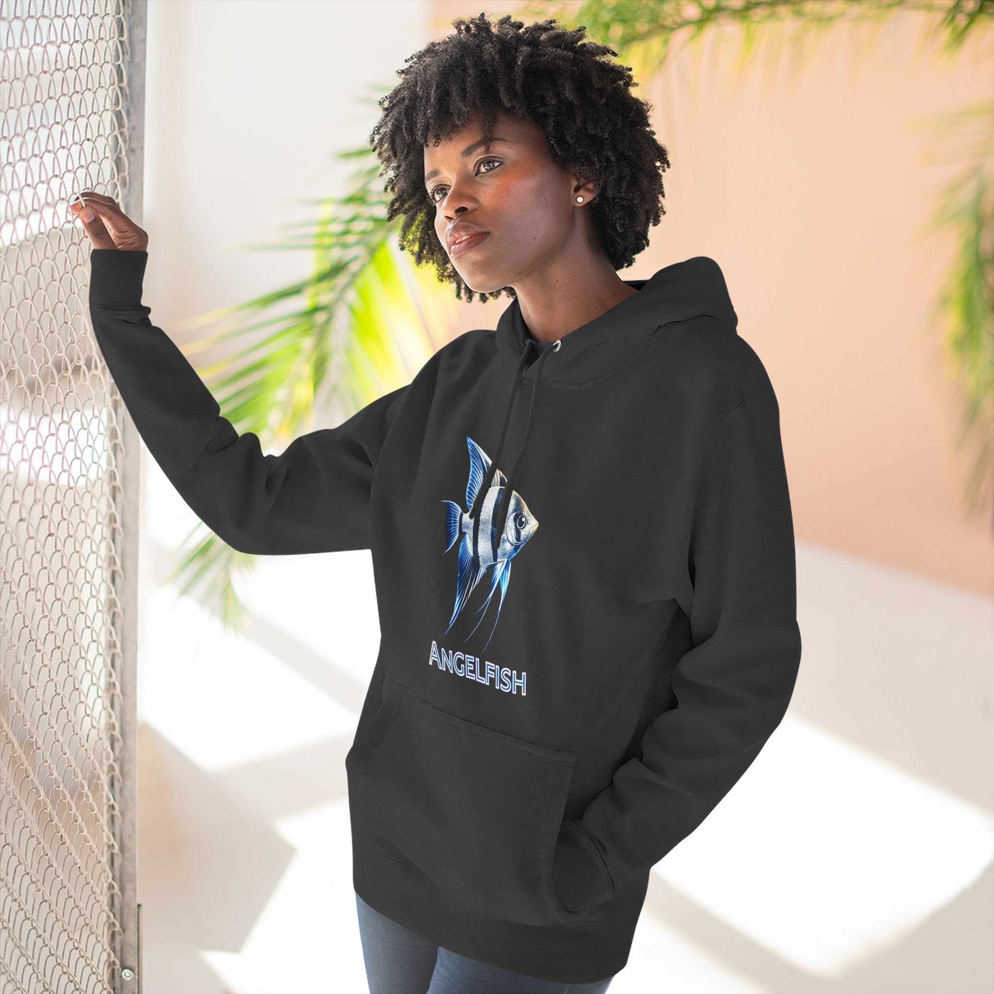 Angelfish Graphic Hoodie — Blue Aquarium Fish Pullover