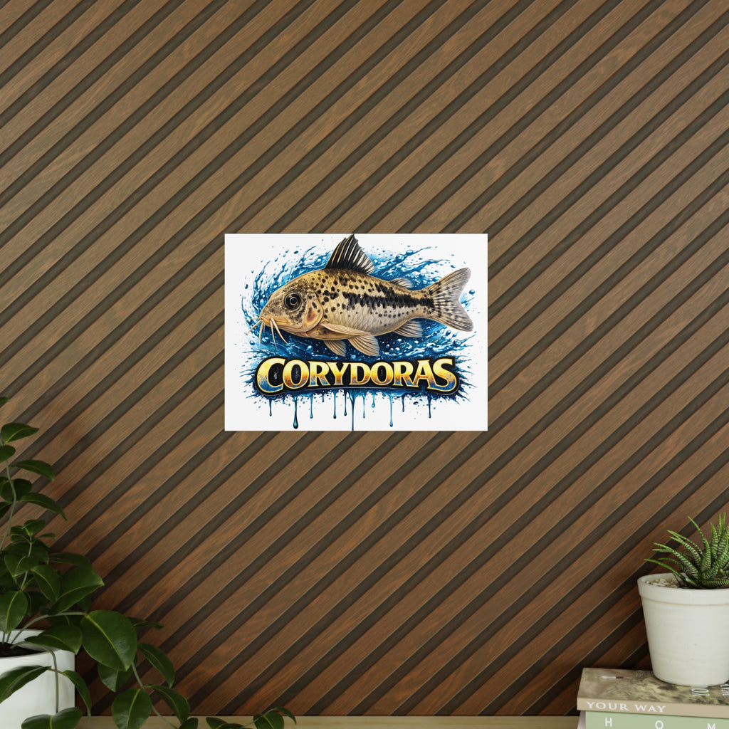 Peppered Cory Photopaper Poster — Colorful Aquarium Catfish Art Print