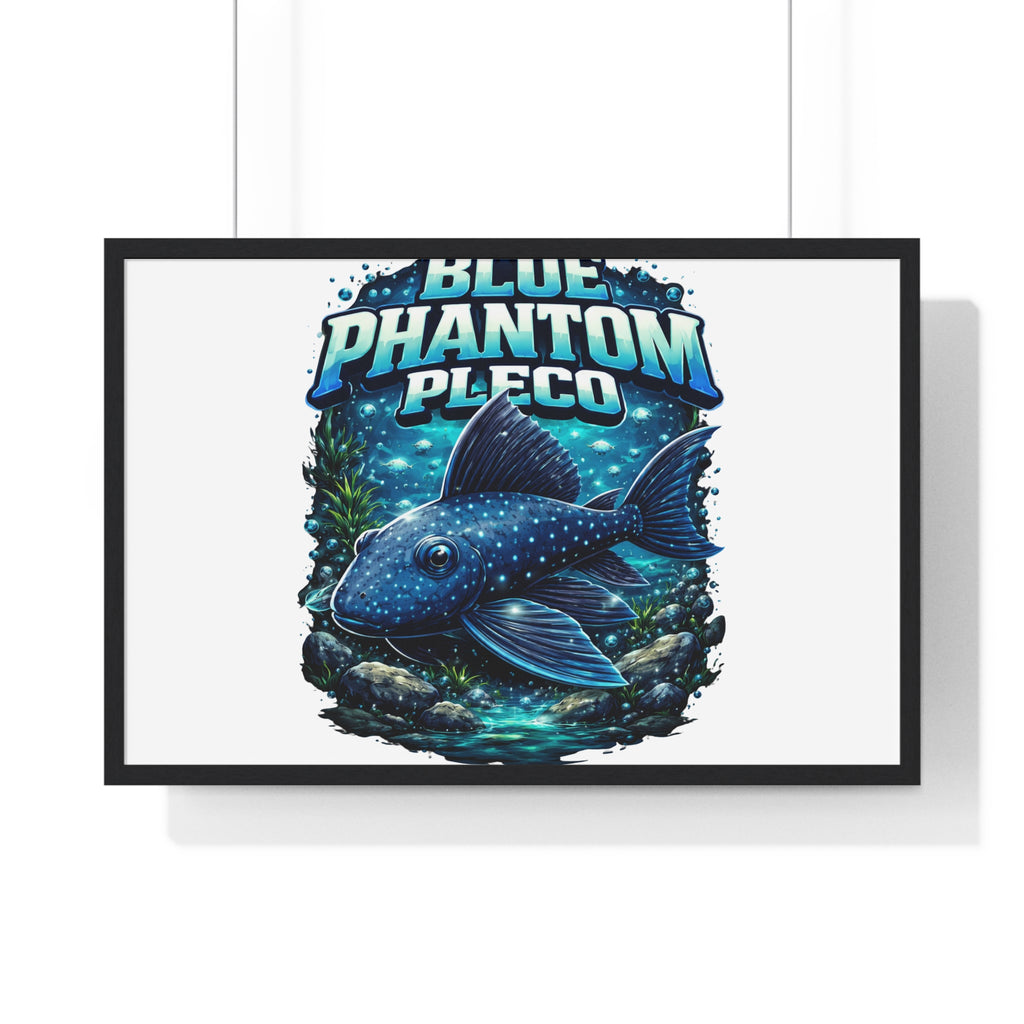 Blue Phantom Pleco Framed Poster — Aquatic Fish Art Print