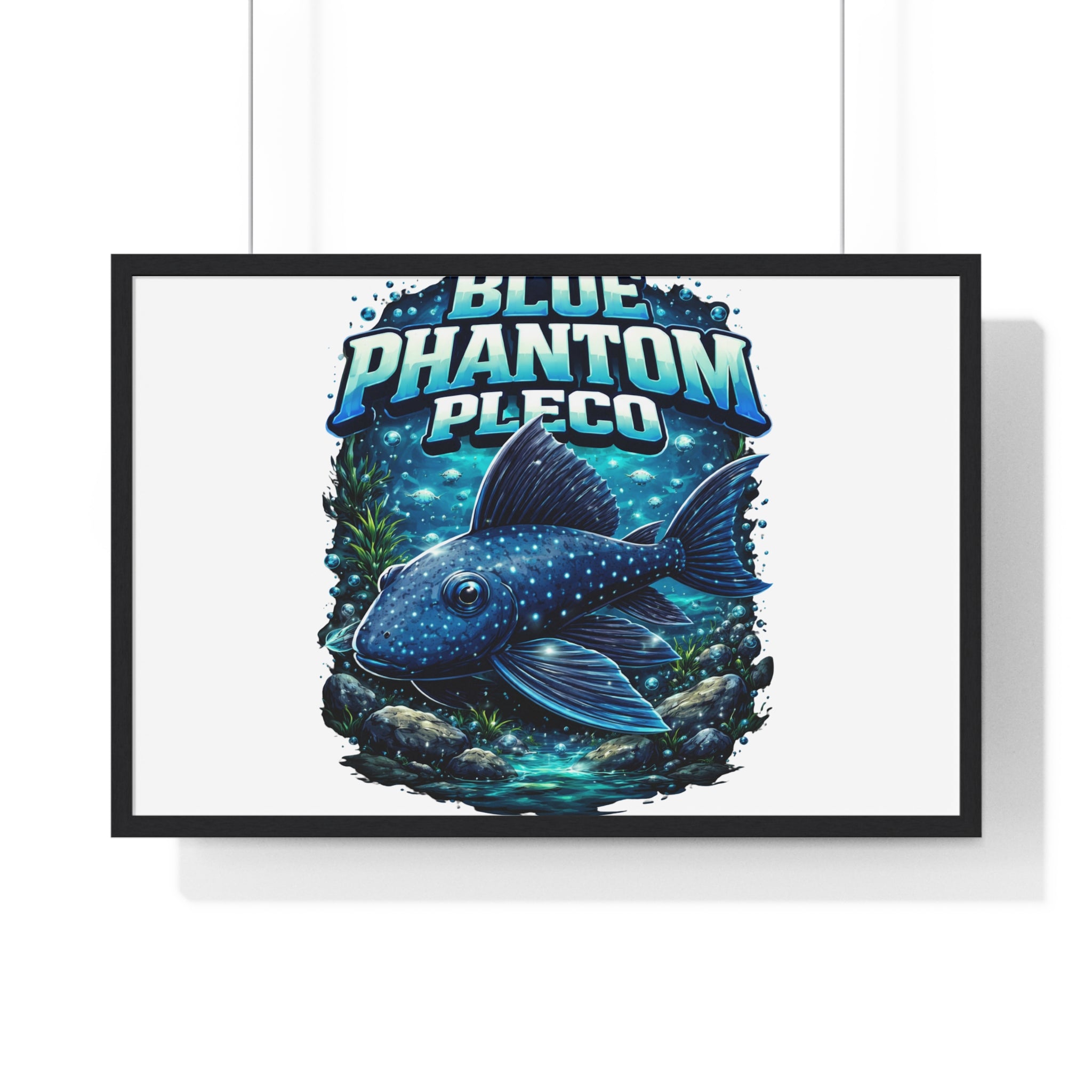 Blue Phantom Pleco Framed Poster — Aquatic Fish Art Print