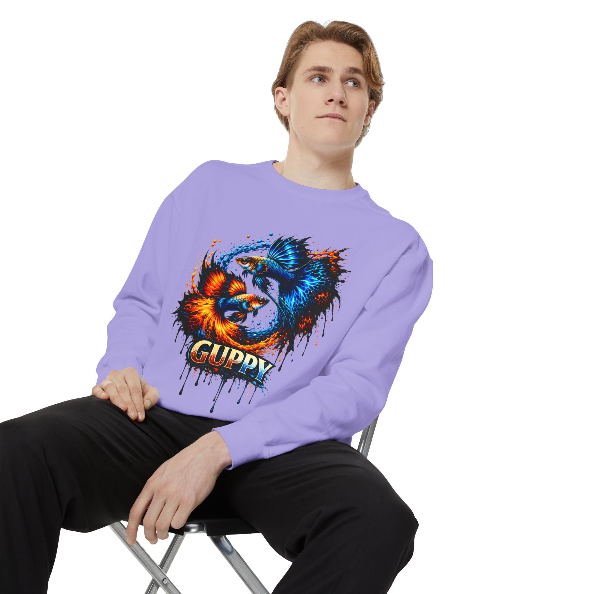 Fire & Ice Guppy – Premium "Neon Flare" Garment-Dyed Sweatshirt