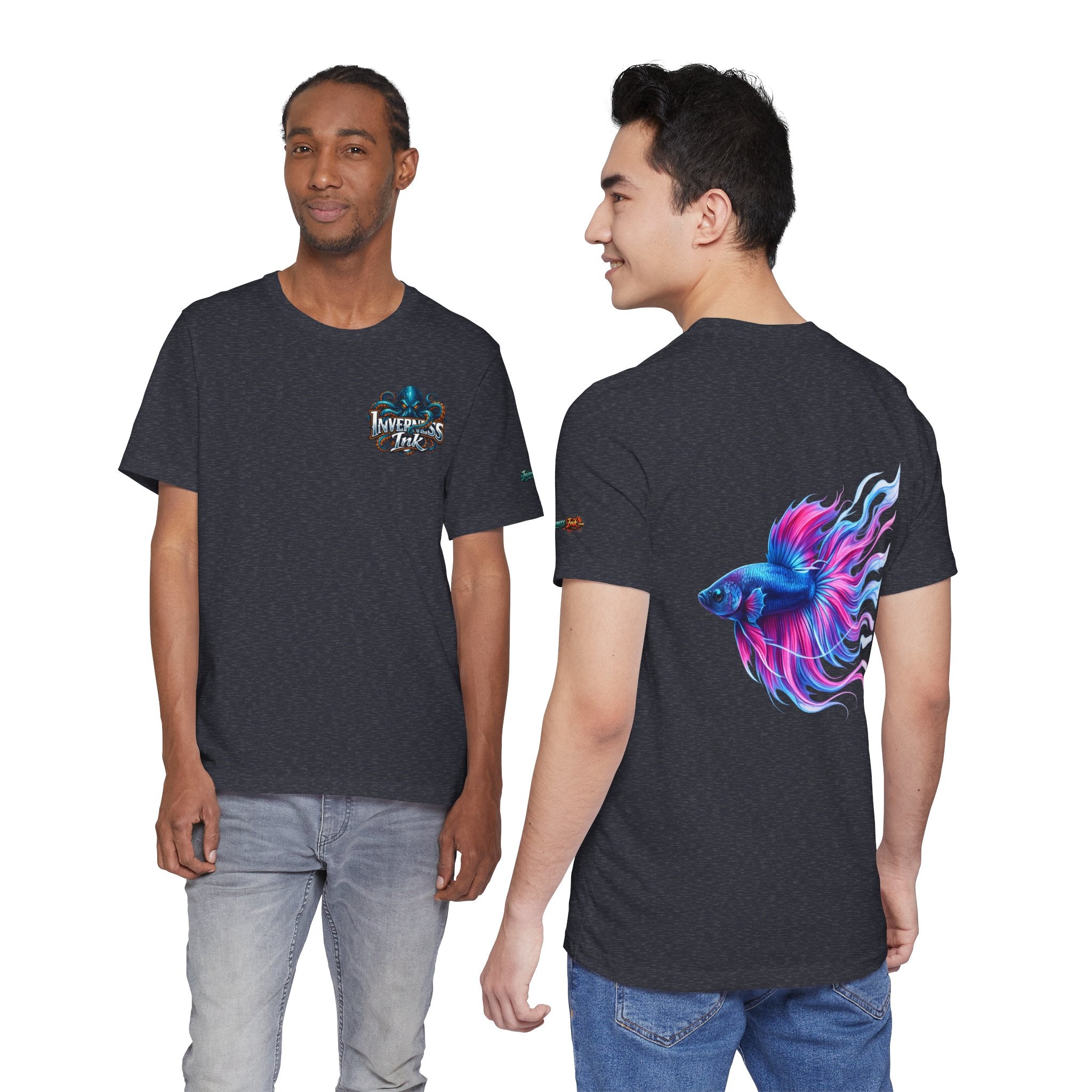 Betta Fish Graphic Tee — Vibrant Blue & Pink Aquatic Art T‑Shirt
