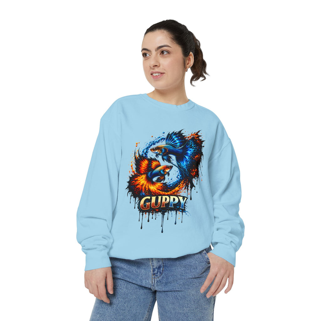 Fire & Ice Guppy – Premium "Neon Flare" Garment-Dyed Sweatshirt