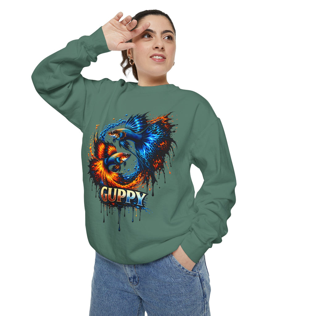 Fire & Ice Guppy – Premium "Neon Flare" Garment-Dyed Sweatshirt