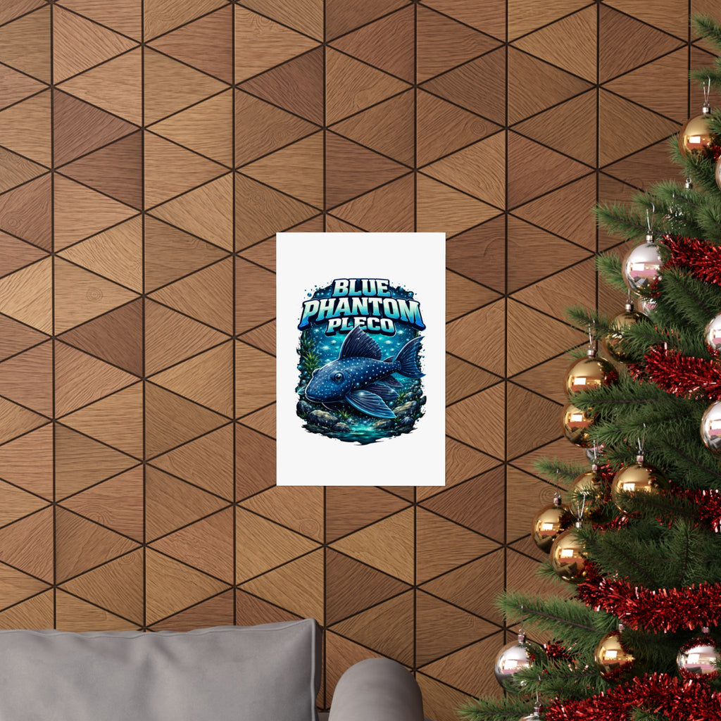Blue Phantom Pleco Poster — Matte Vertical Aquarium Fish Art Print