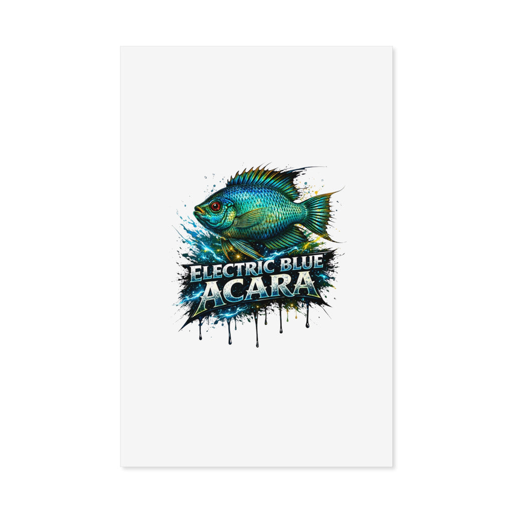 Electric Blue Acara Fish Poster — Vibrant Aquarium Wall Art