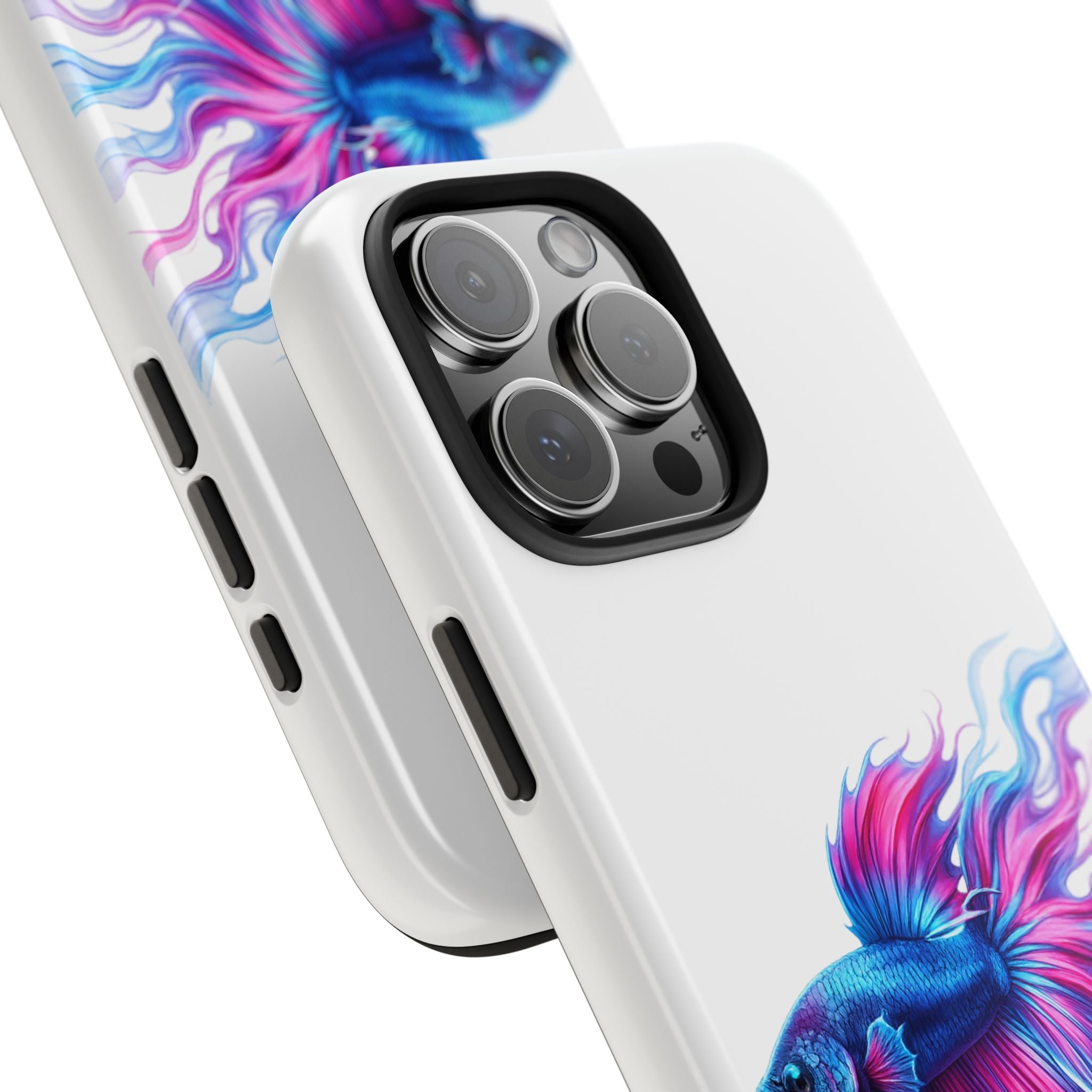 Betta Fish Tough Phone Case — Colorful Blue & Pink Aquarium Art