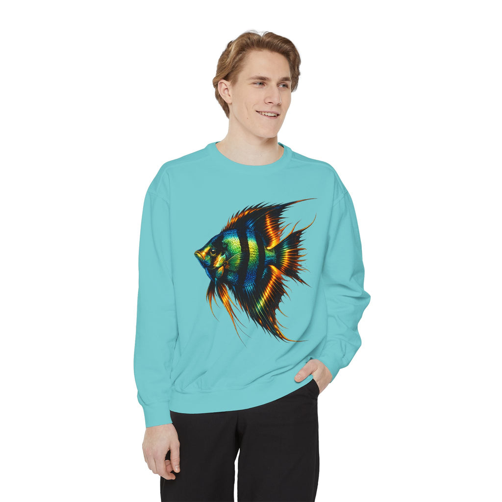 Angelfish Art Sweatshirt — Colorful Aquarium Fish Graphic Sweatshirt