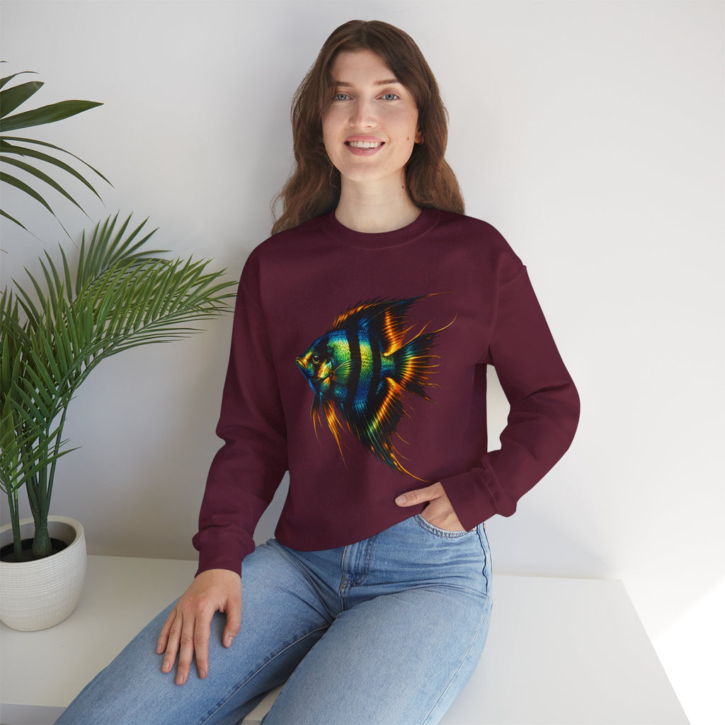 Angelfish Graphic Sweatshirt — Colorful Tropical Fish Crewneck
