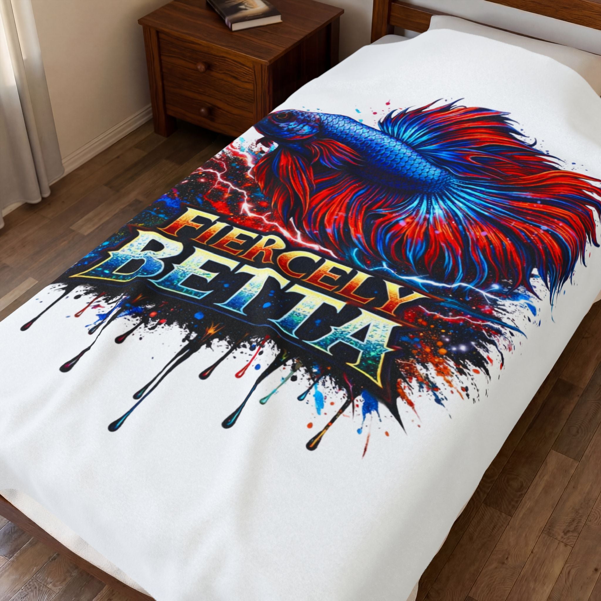 Fiercely Betta Plush Blanket — Vibrant Betta Fish Throw for Fish Lovers