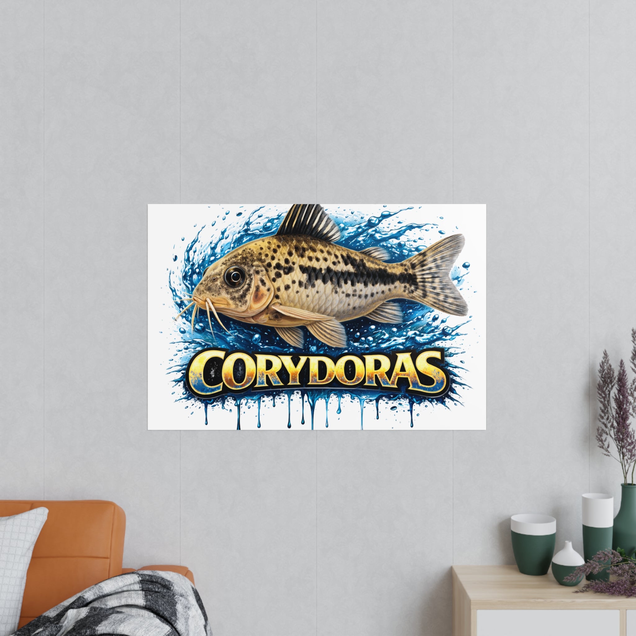 Peppered Cory Photopaper Poster — Colorful Aquarium Catfish Art Print