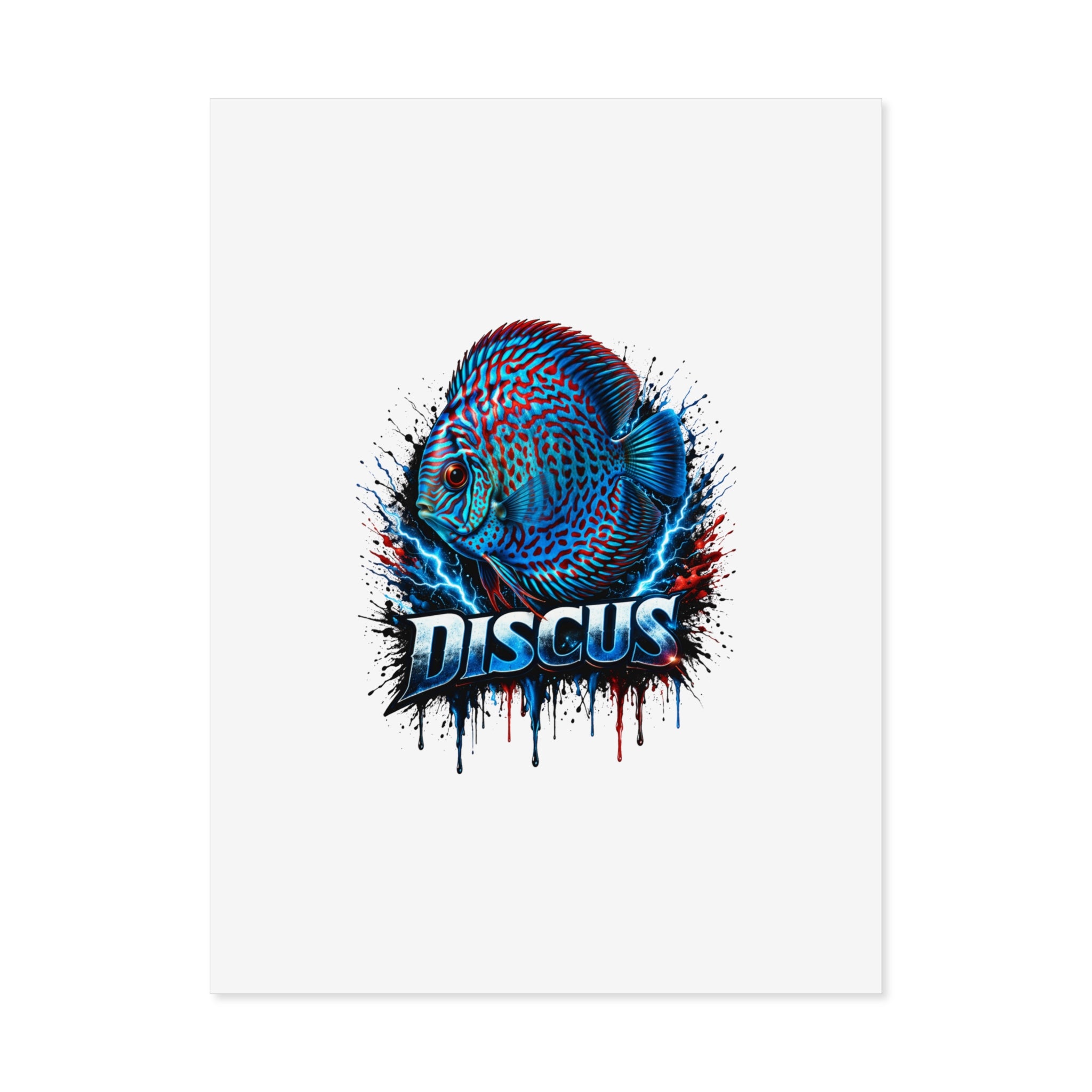 Discus Fish Poster — Vibrant Blue Aquarium Art Print