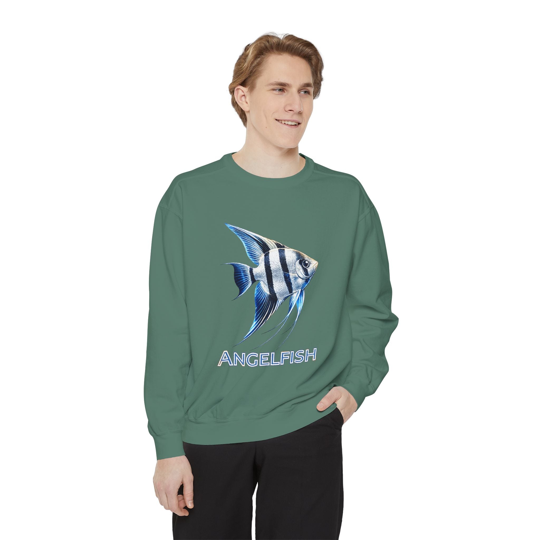 Angelfish Graphic Sweatshirt — Blue Tropical Fish Crewneck