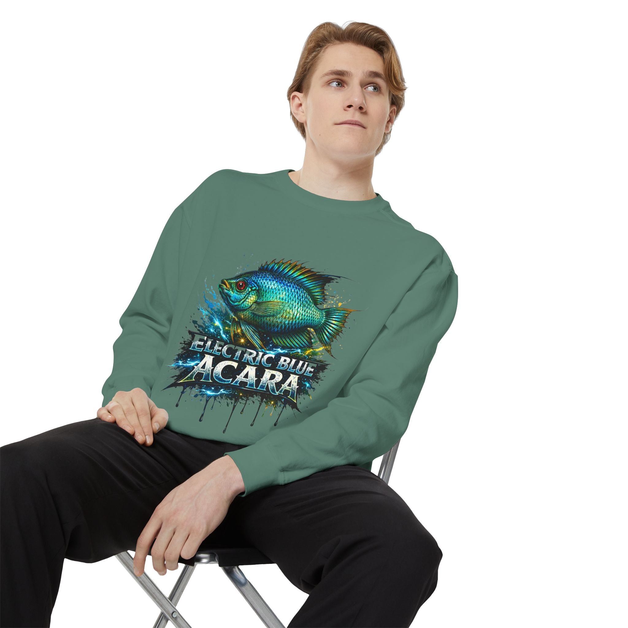 Electric Blue Acara – Garment-Dyed Premium Sweatshirt