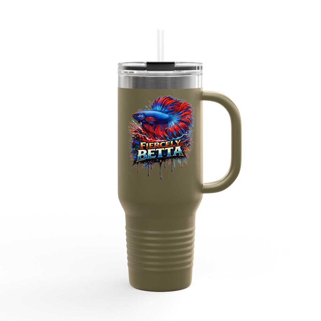 40oz Insulated Travel Mug — 'Fiercely Betta' Colorful Betta Fish Design