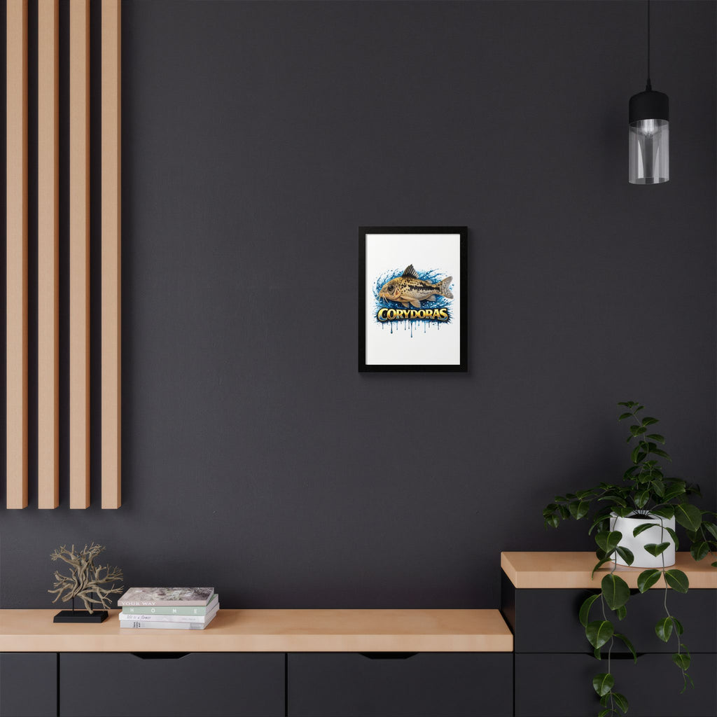 Corydoras Fish Framed Poster — Colorful Aquarium Art Print