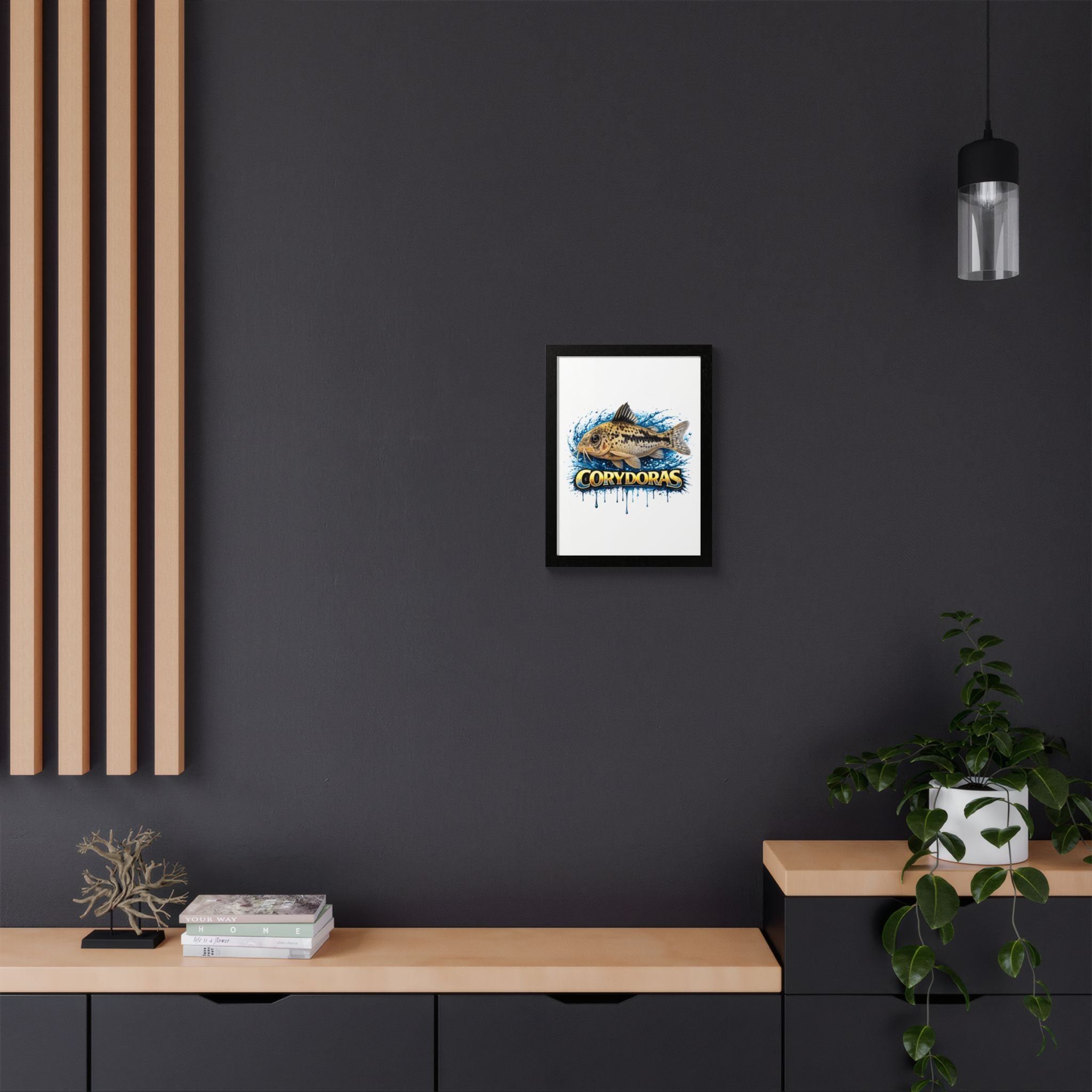 Corydoras Fish Framed Poster — Colorful Aquarium Art Print