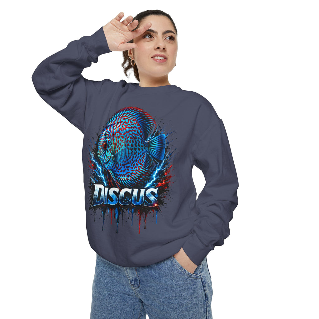 Discus Fish Graphic Sweatshirt — Vibrant Aquarium Lover Crewneck