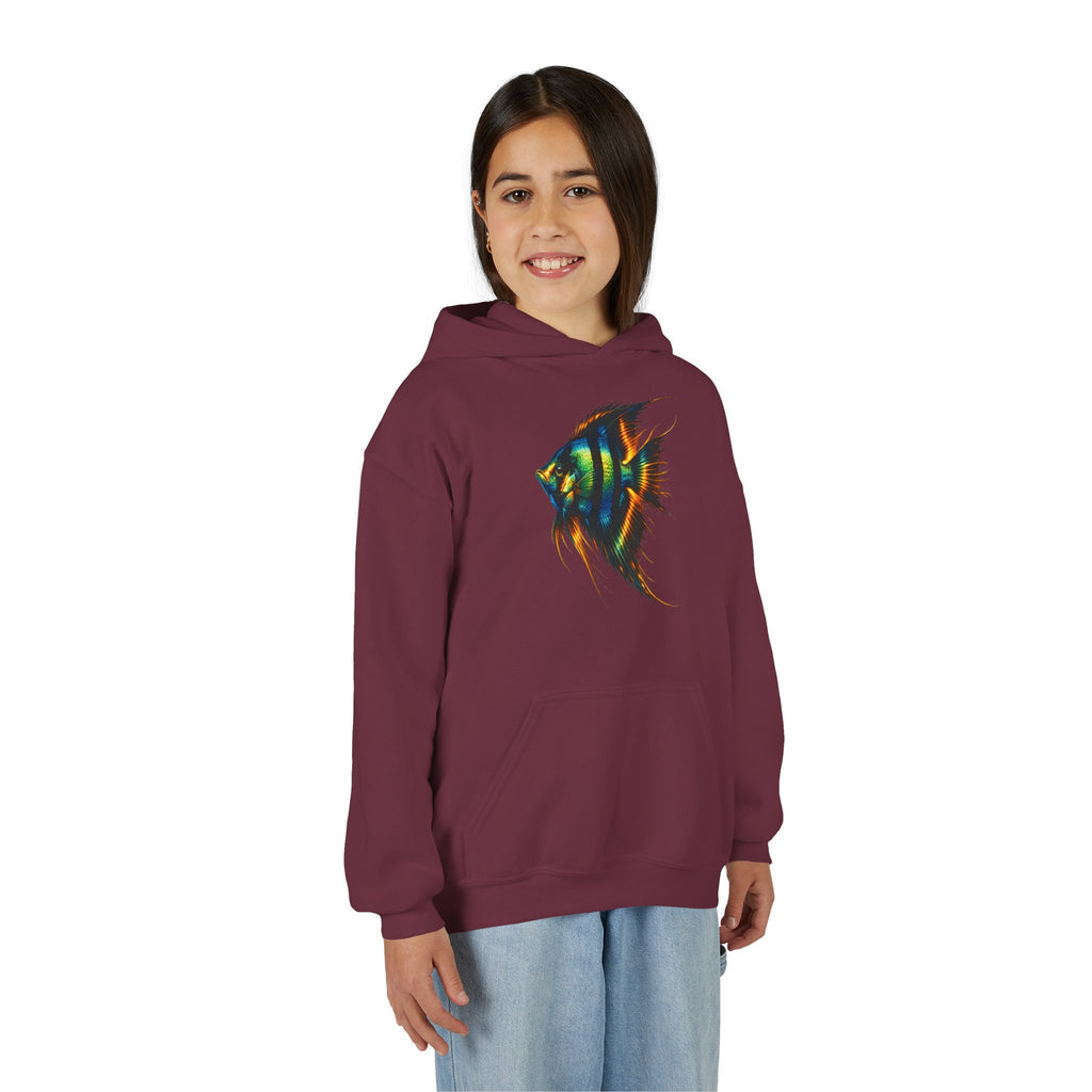 Youth Angelfish Hoodie - Colorful Aquarium Fish Graphic Sweatshirt