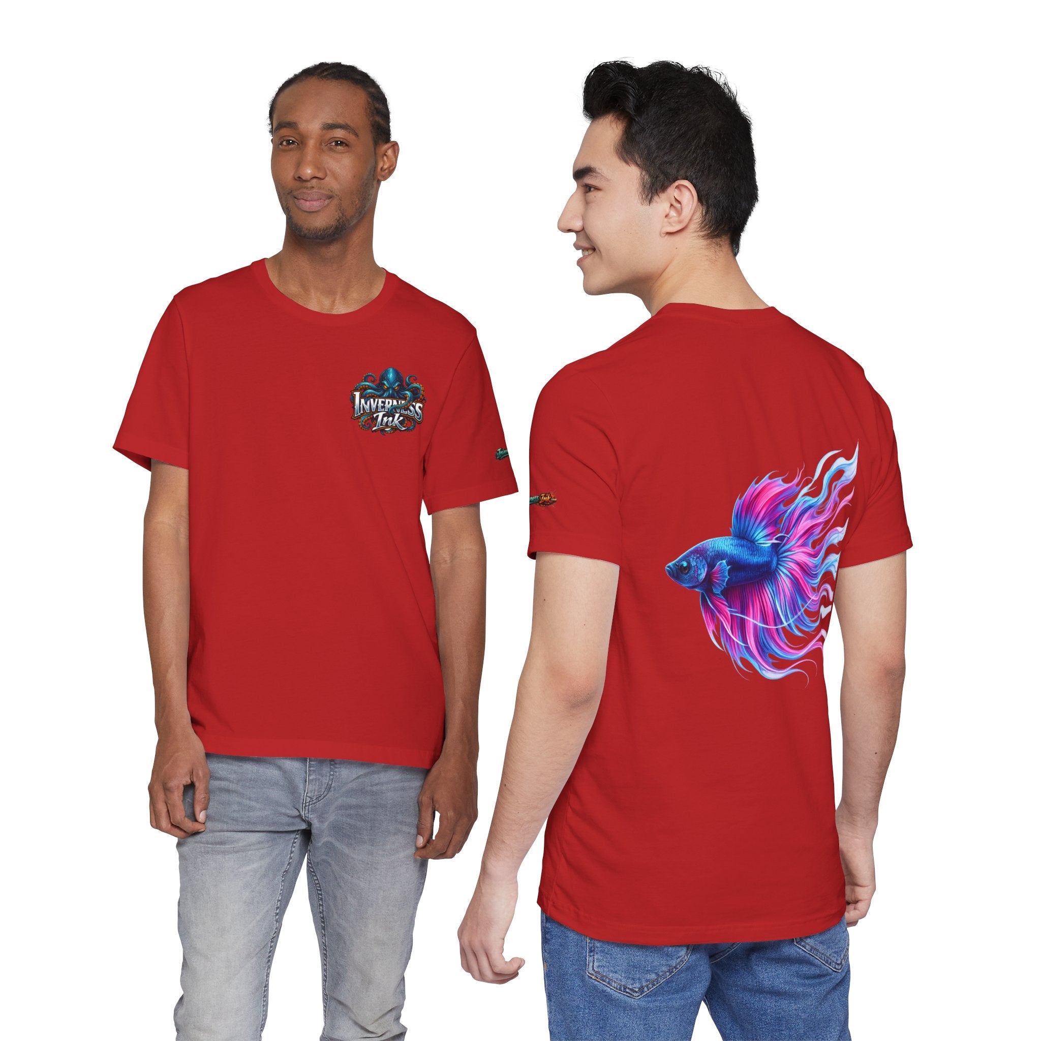 Betta Fish Graphic Tee — Vibrant Blue & Pink Aquatic Art T‑Shirt