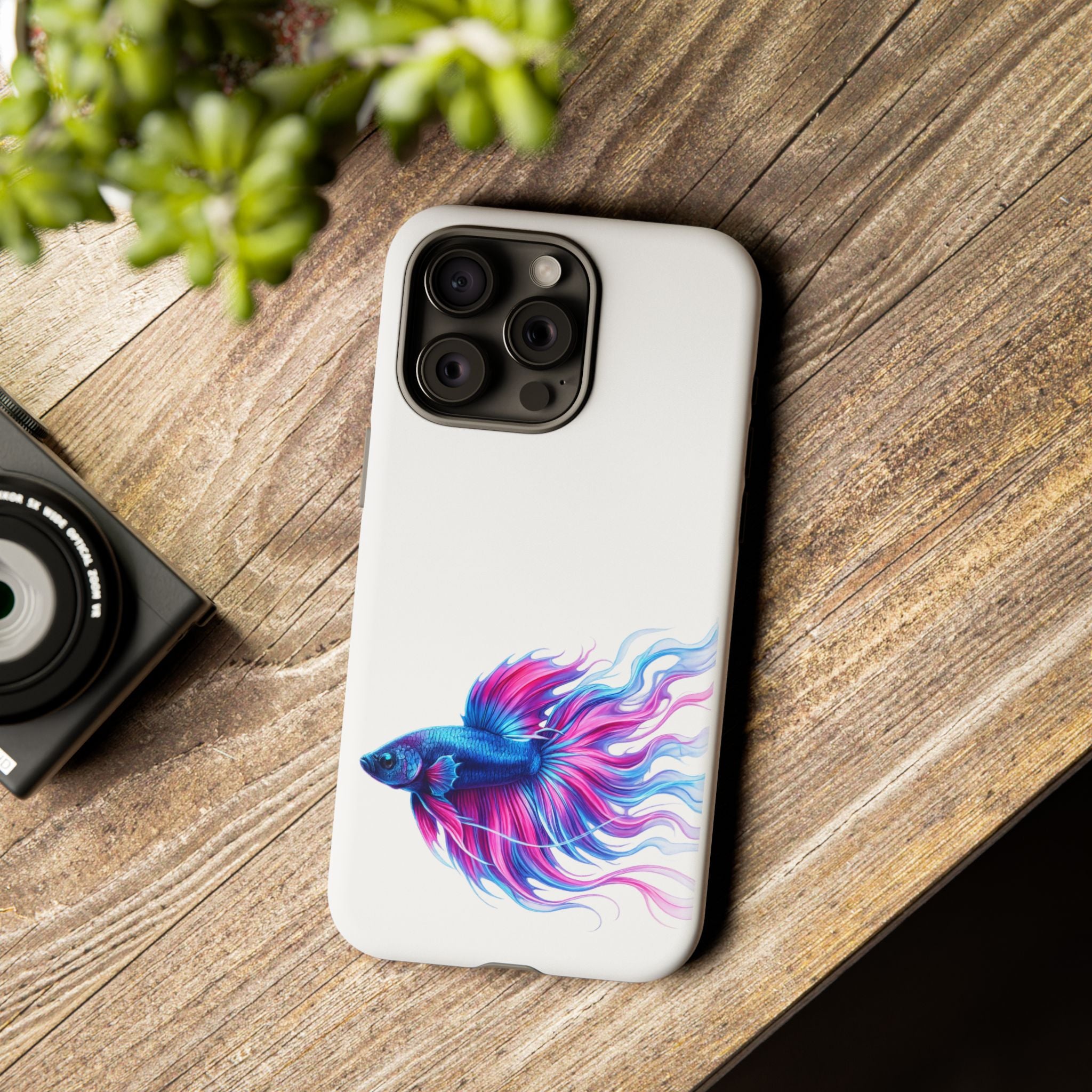 Betta Fish Tough Phone Case — Colorful Watercolor Fish Protective Cover