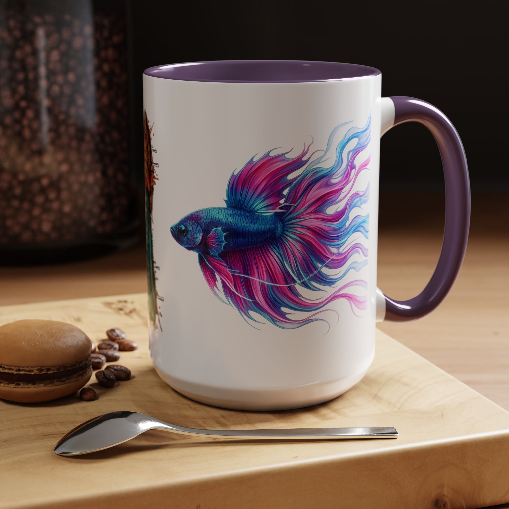 Betta Fish Accent Coffee Mug — Vibrant Neon Betta Design (11/15 oz)