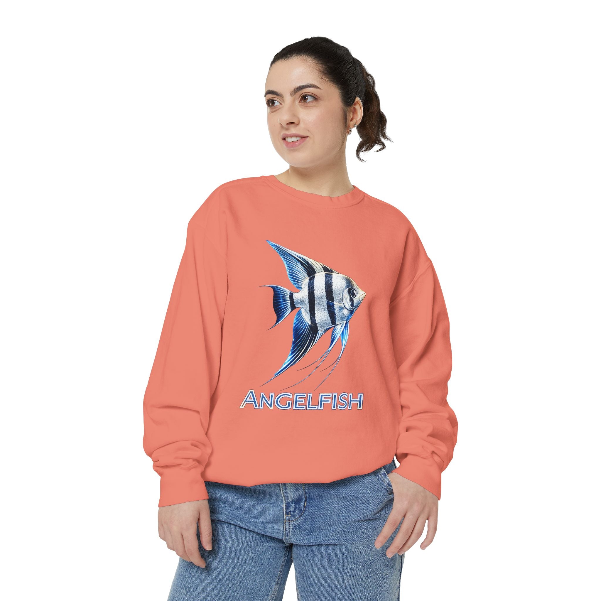 Angelfish Graphic Sweatshirt — Blue Tropical Fish Crewneck