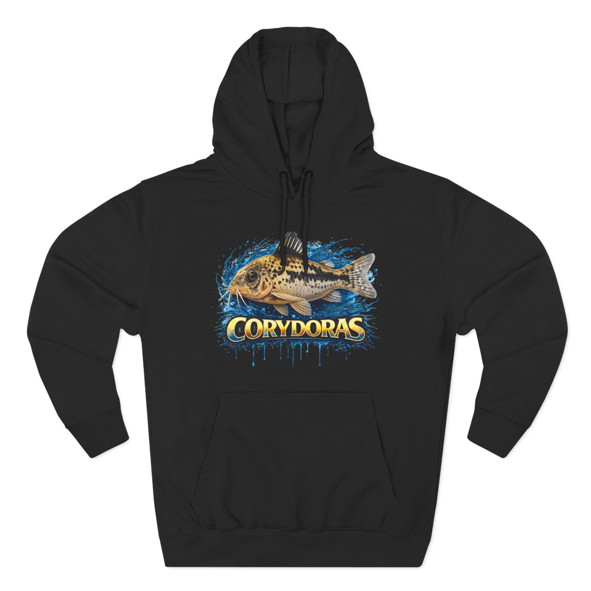 Peppered Corydoras Midweight Fleece Hoodie — Aquatic Catfish Illustration Pullover