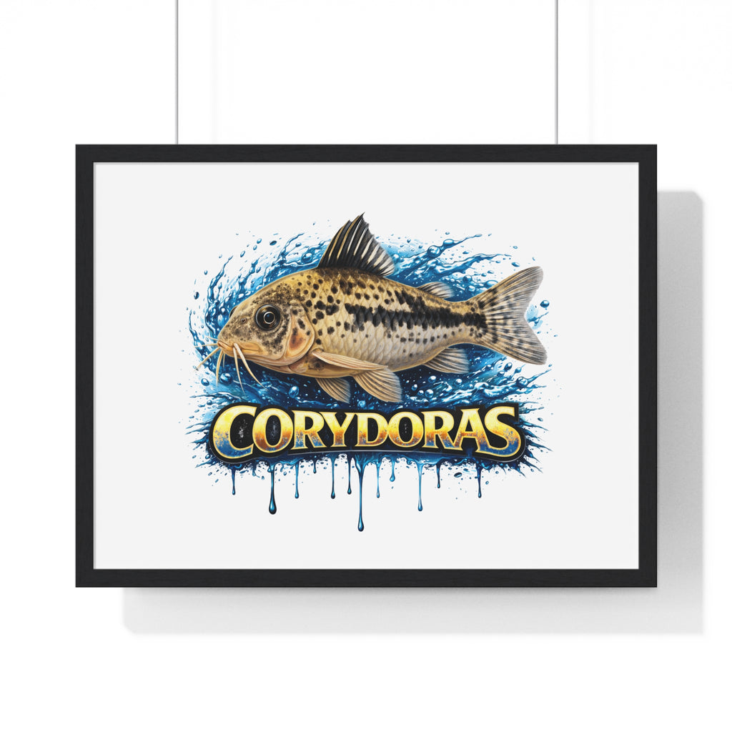 Peppered Corydoras Fish Framed Poster — Aquarium Wall Art
