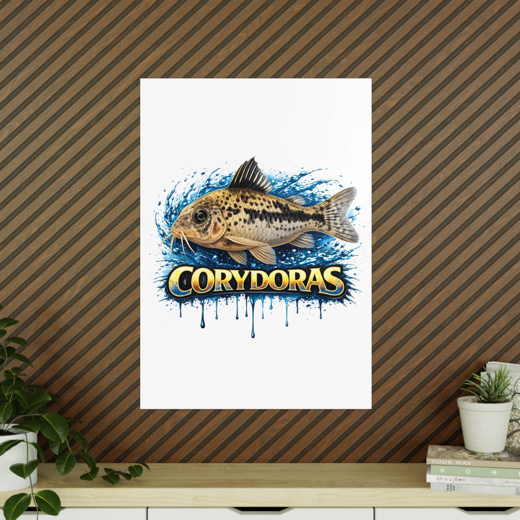 Peppered Cory Photopaper Poster — Colorful Aquarium Catfish Art Print