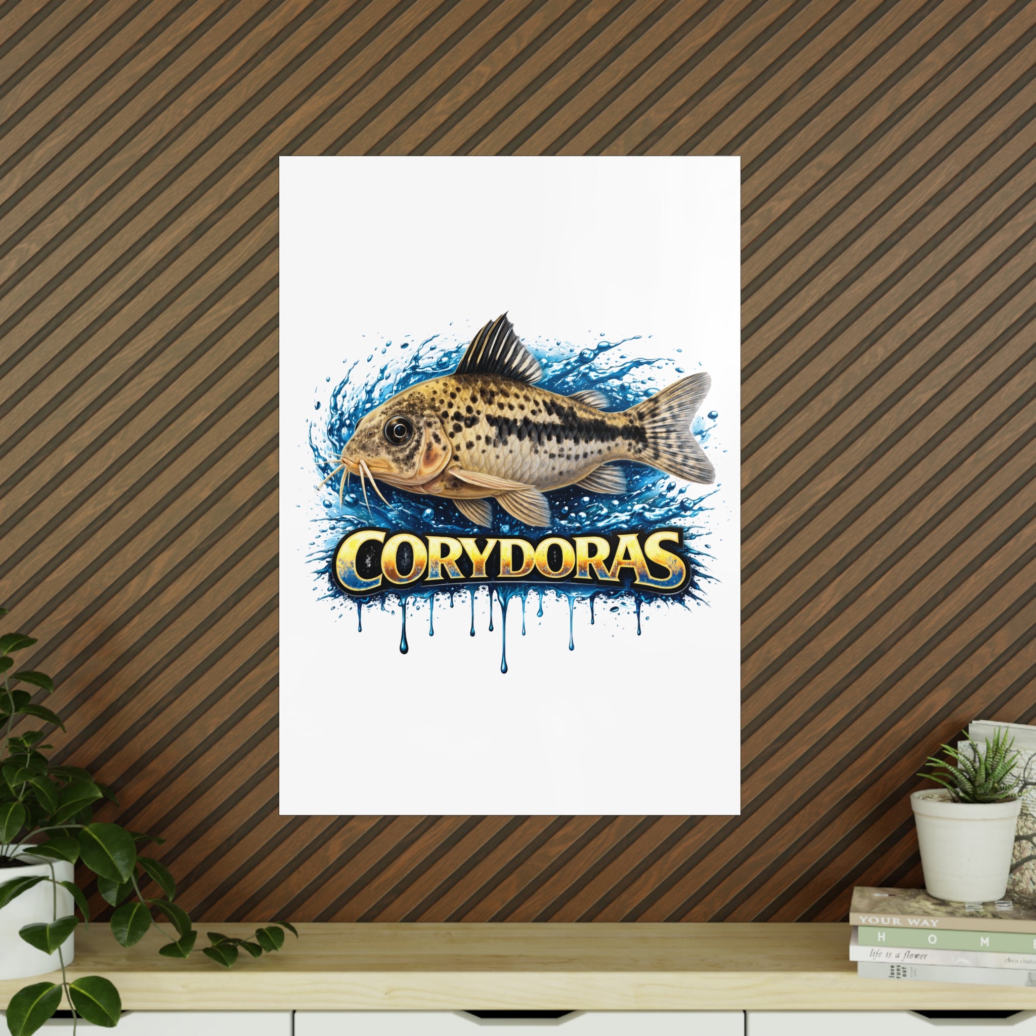 Peppered Cory Photopaper Poster — Colorful Aquarium Catfish Art Print