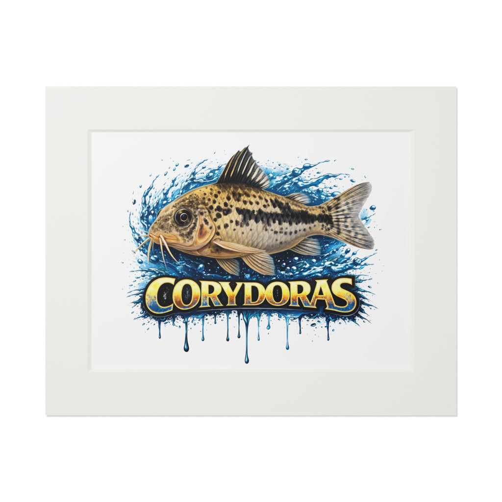 Peppered Corydoras Fish Fine Art Print with Passepartout Frame